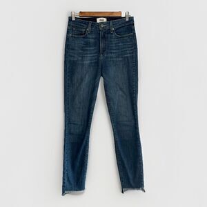 Paige Jeans Womens 27 Blue Hoxton Ankle Dark Wash Stretch Soft Denim Fray Hem